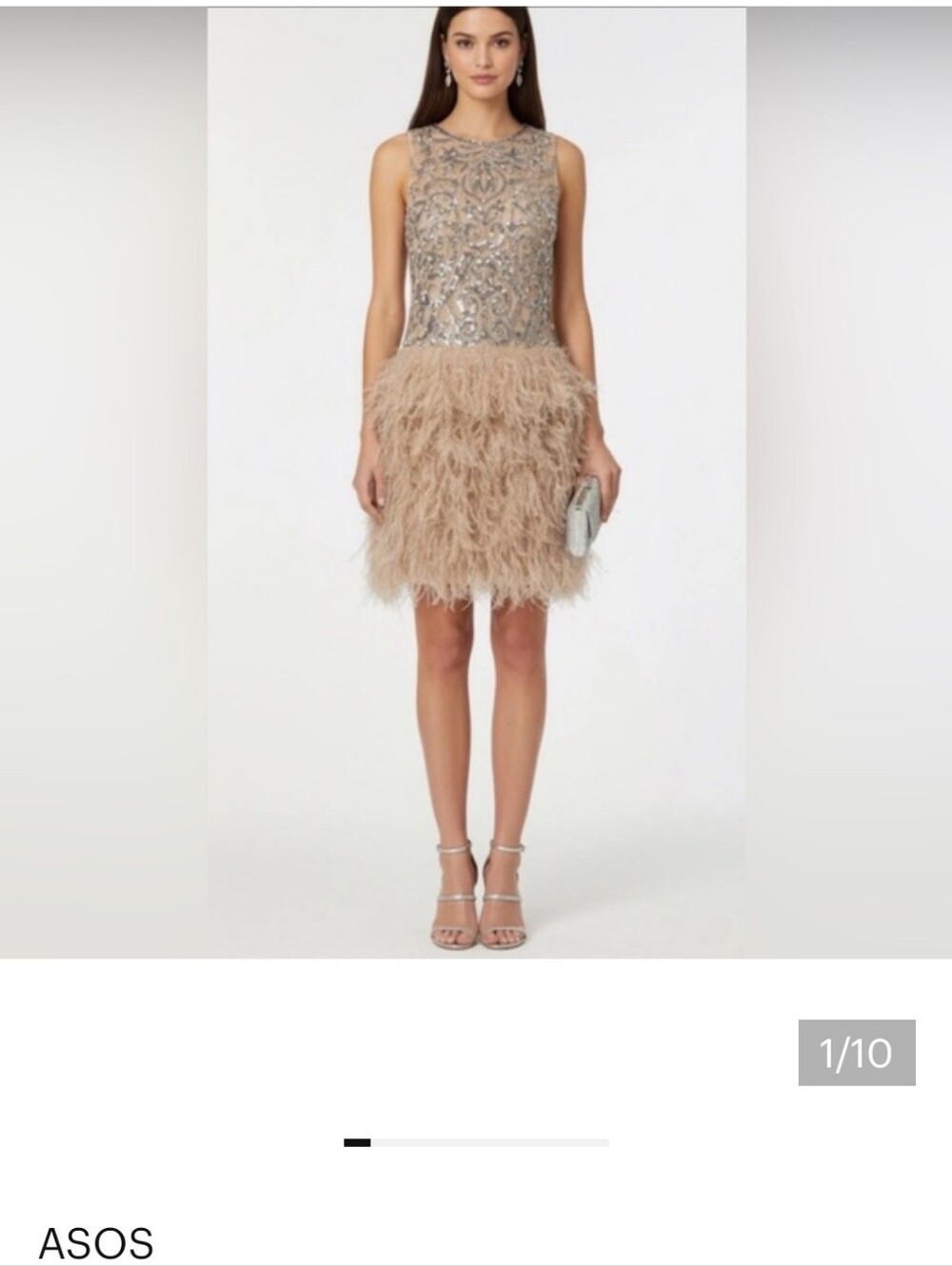 ASOS Embellished Feather Cocktail Dress in Blush
